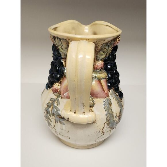 Michelangelo & Raffaello Majolica Vintage 10" Rustic Fruit Pitcher - Picture 6 of 9